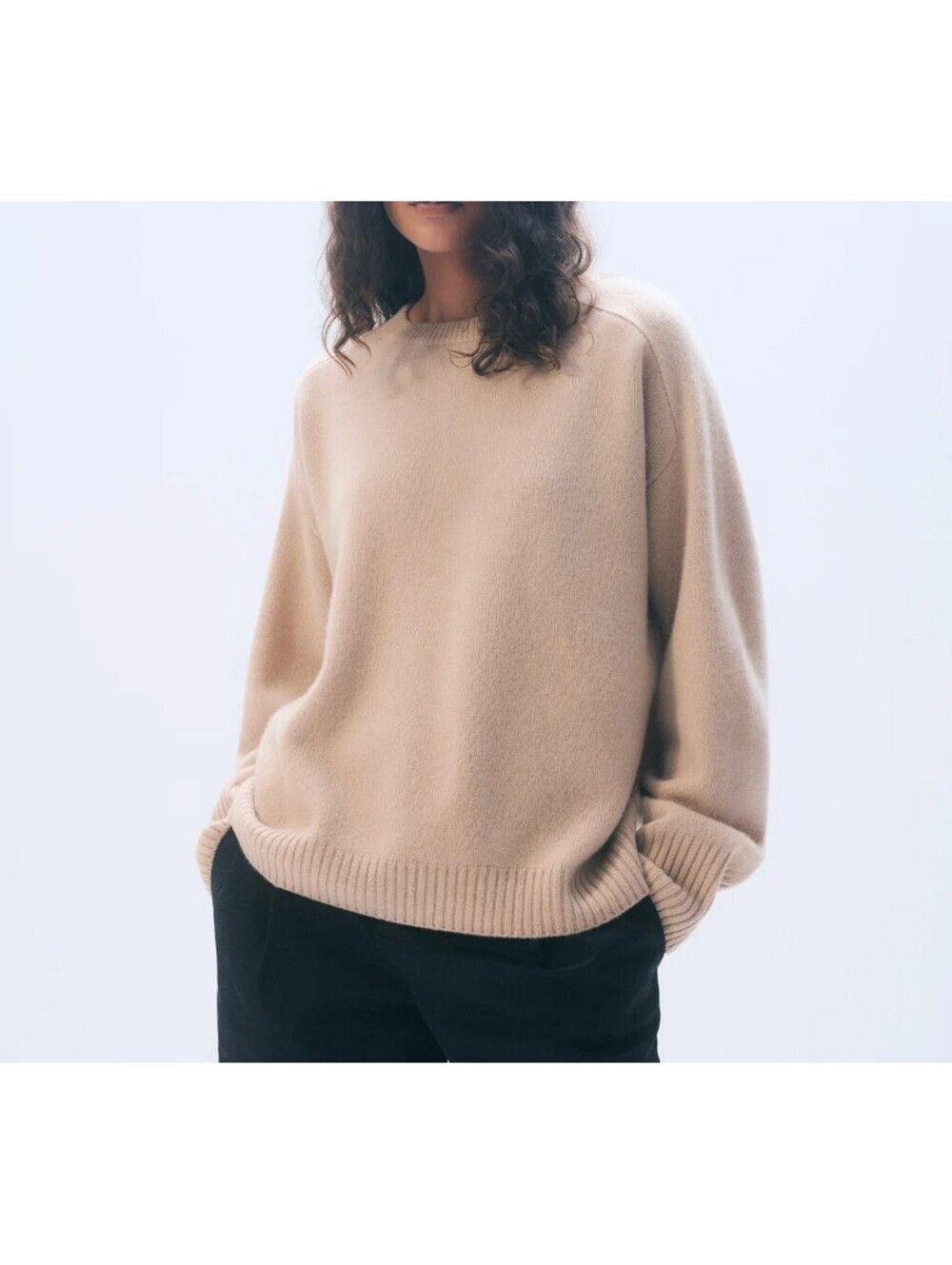 White + Warren Cashmere Saddle Sleeve Crewneck CAMEL